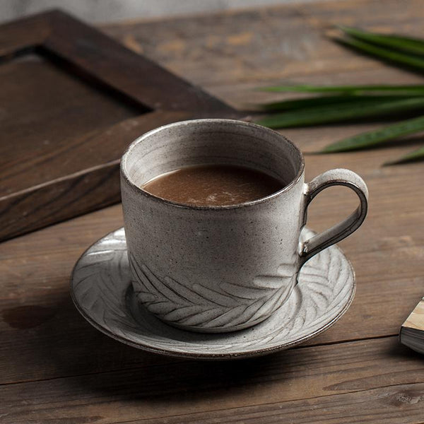 Large Coffee Cup, Pottery Coffee Cups, Latte Coffee Cup, Breakfast Milk Cup, Cappuccino Coffee Mug, Coffee Cup and Saucer Set-Grace Painting Crafts
