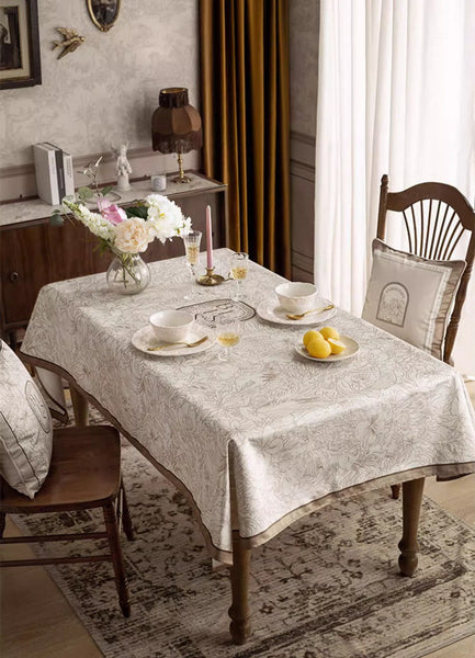 French Style Tablecloth for Dining Table, Beautiful Table Cover for Dining Room Table, Modern Rectangle Tablecloth for Oval Table-Grace Painting Crafts