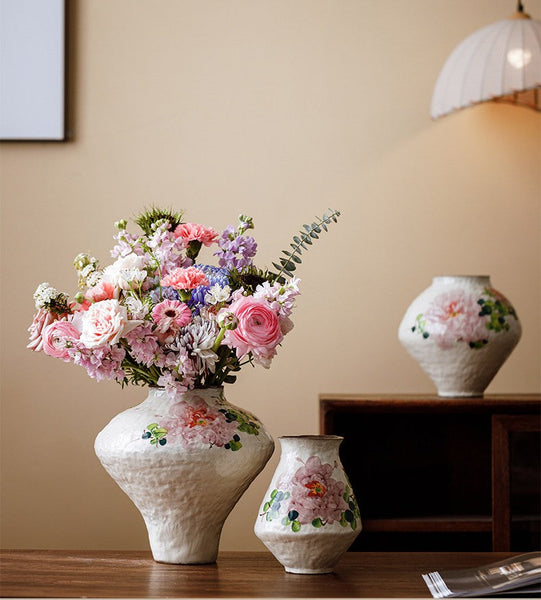 Modern Porcelain Flower Vases, Flower Vases on Table, Handmade Water Holding Flower Vases, Centerpiece on Dining Table, Ceramic Bouquet Vases-Grace Painting Crafts