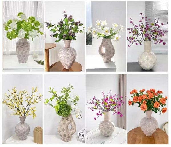 Porcelain Flower Vases, Flower Vases on Table, Contemporary Vases for Modern Home Decor, Ceramic Bouquet Vases, Dining Table Centerpiece-Grace Painting Crafts