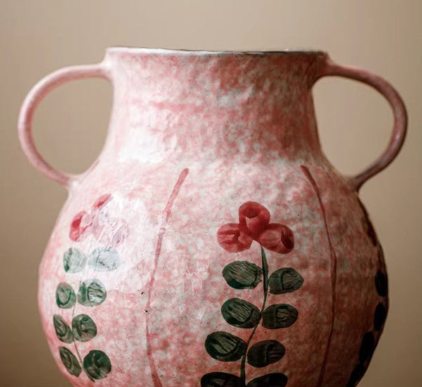 Rustic Pottery Flower Vases, Small Flower Vases on Table, Pink Bud Vases, Handmade Water Holding Flower Vases-Grace Painting Crafts