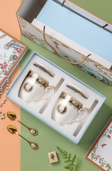 Beautiful British Ceramic Mugs, Large Capacity Ceramic Mugs for Office, Large Royal Bone China Porcelain Mug, Elegant Ceramic Coffee Mug-Grace Painting Crafts