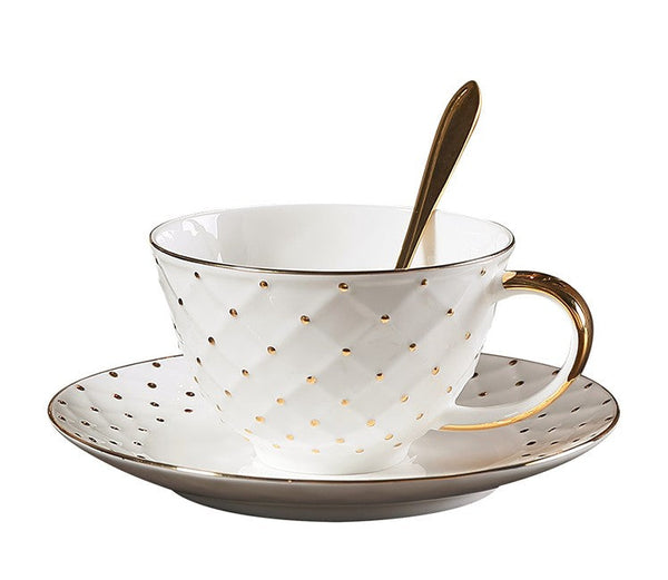 Elegant Ceramic Tea Cups, 6.8 oz Tea Cup and Saucer in Gift Box as Birthday Gift, Beautiful British Tea Cups, Creative Porcelain Tea Cup Set-Grace Painting Crafts
