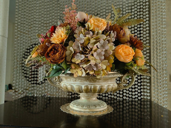Large Bunch of Autumn Flowers Arrangement Interior Design, Peony Faux Silk Floral Bouquet Table Centerpiece, Modern Artificial Floral Arrangement for Bedroom-Grace Painting Crafts