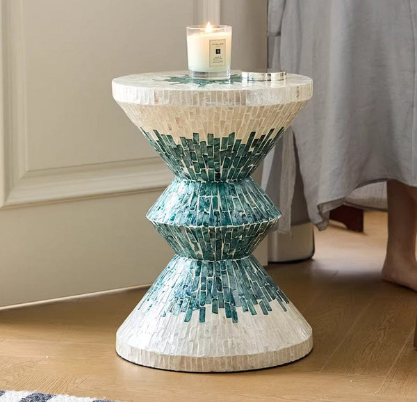 Bedside Small Side Table, Modern Side Table, Shell Small Sofa Side Table, Contemporary Bedside Table, Small End Table, Portable Casual Side Table, Creative Coffee Table, Contemporary Side Table-Grace Painting Crafts