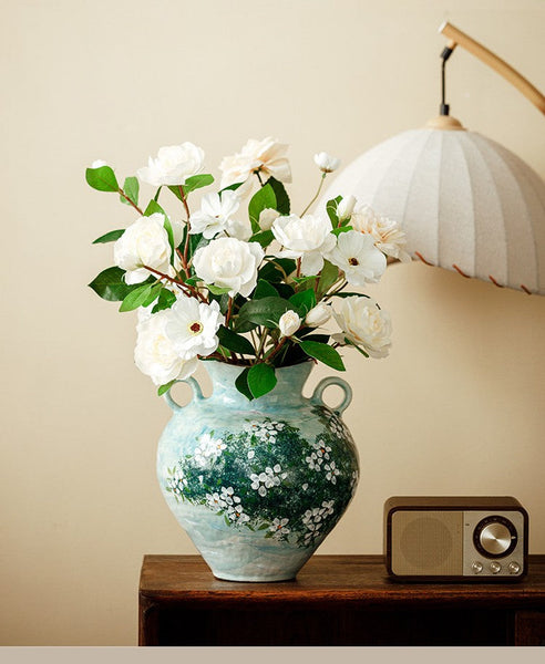 Large Flower Vases on Table, Modern Pottery Flower Vases, Centerpiece on Dining Table, Handmade Water Holding Flower Vases, Pottery Bud Vases-Grace Painting Crafts