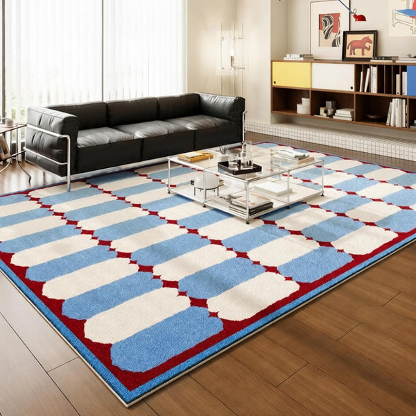 Mid Century Modern Rugs, Contemporary Modern Rugs for Dining Room, Bedroom Modern Floor Carpet, Blue Modern Rug Designs, Living Room Rug Ideas-Grace Painting Crafts