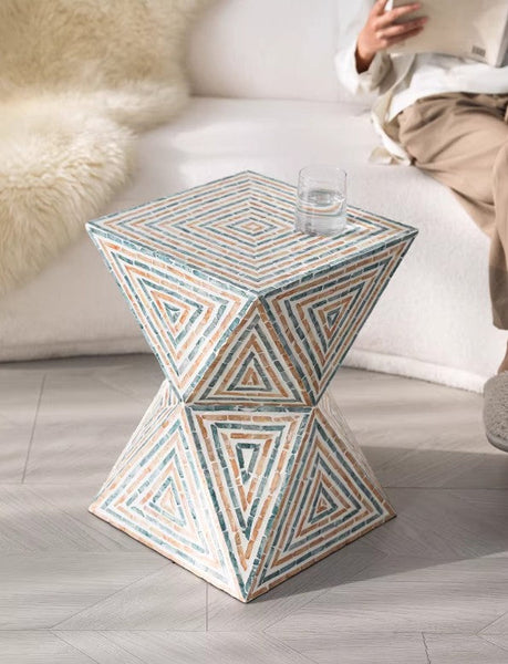Contemporary Small Sofa Side Table, Shell Small Side Table, Unique Small End Table, Portable Casual Side Table, Creative Coffee Table-Grace Painting Crafts