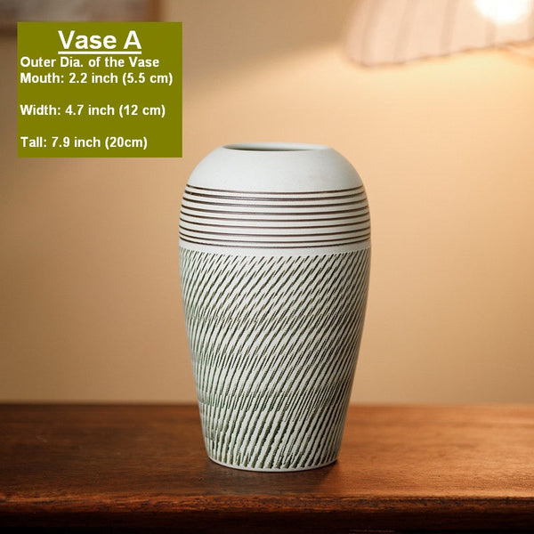 Centerpiece on Dining Table, Large Flower Vase on Table, Pottery Flower Vases Urn, Modern Bouquet Flower Vases, Handmade Water Holding Flower Vases-Grace Painting Crafts