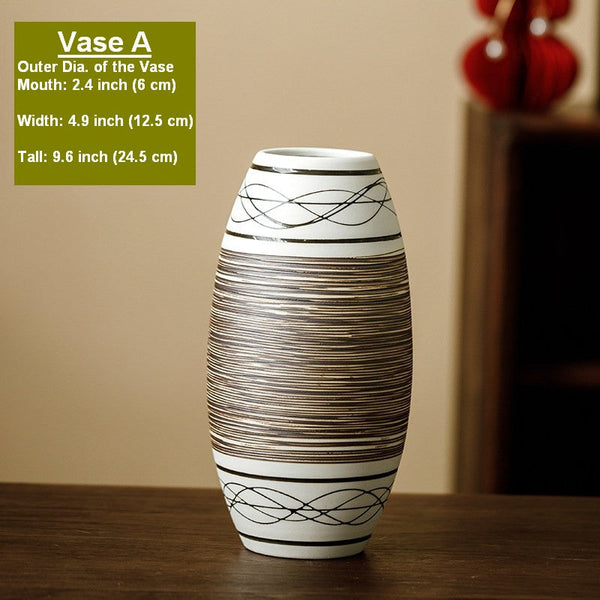 Centerpiece on Dining Table, Handmade Pottery Flower Vases Urn, Large Flower Vase on Table, Modern Bouquet Flower Vases, Water Holding Flower Vases-Grace Painting Crafts