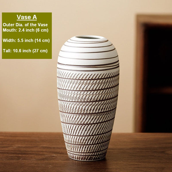 Modern Bouquet Flower Vases, Centerpiece on Dining Table, Large Flower Vase on Table, Handmade Pottery Flower Vases Urn, Water Holding Flower Vases-Grace Painting Crafts