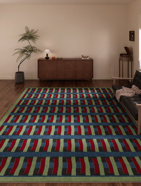 Colorful Absract Rugs for Bedroom, Minimalist Geometric Rugs for Living Room, Mid Century Modern Rugs, Contemporary Modern Rugs for Living Room-Grace Painting Crafts