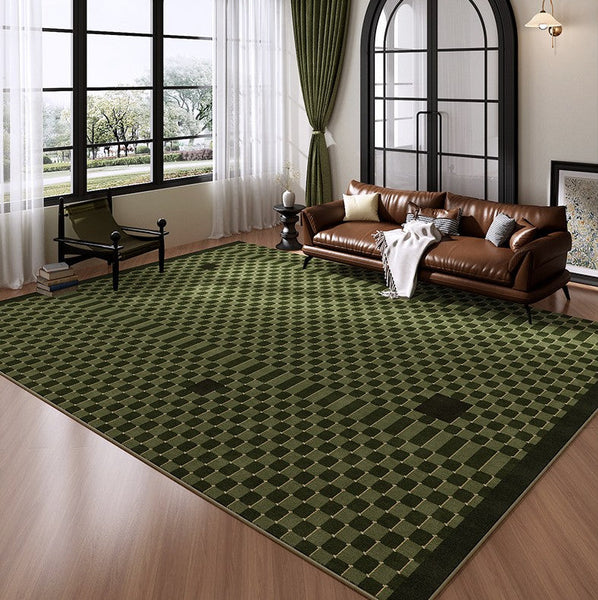 Living Room Contemporary Modern Rugs, Minimalist Geometric Rugs for Living Room, Green Absract Rugs for Bedroom, Mid Century Modern Rugs-Grace Painting Crafts