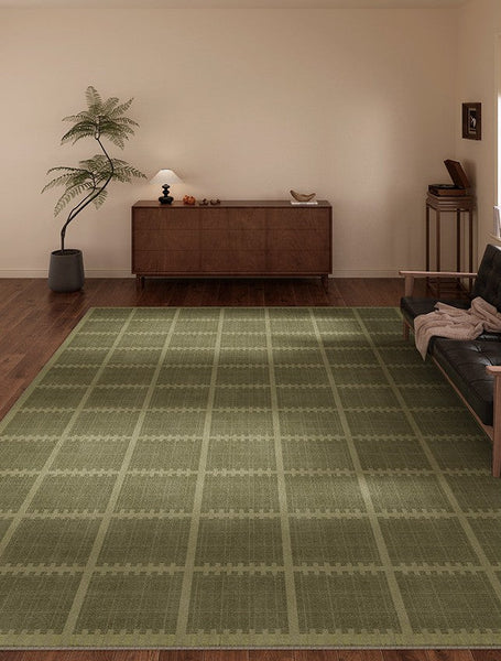 Contemporary Modern Rugs for Living Room, Minimalist Geometric Rugs for Living Room, Mid Century Modern Rugs, Green Absract Rugs for Bedroom-Grace Painting Crafts