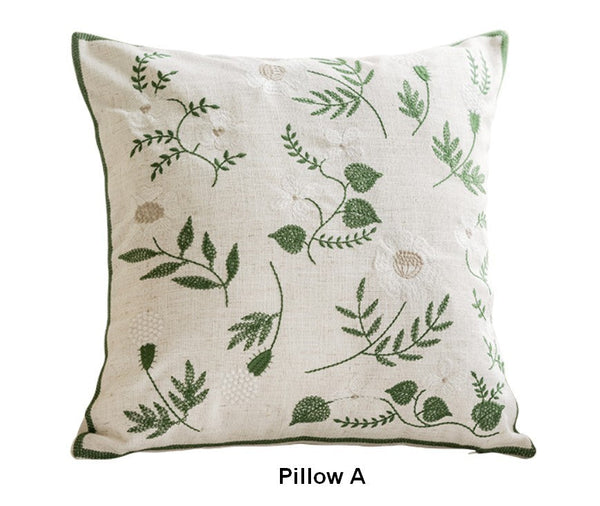 Embroider Flower Cotton Pillow Covers, Decorative Pillows for Sofa, Farmhouse Decorative Pillows for Couch, Spring Flower Decorative Pillows for Bedroom-Grace Painting Crafts