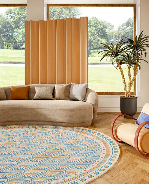 Abstract Contemporary Round Rugs for Dining Room, Circular Modern Rugs for Bathroom, Geometric Modern Rug Ideas for Living Room, Modern Rugs for Children's Room-Grace Painting Crafts