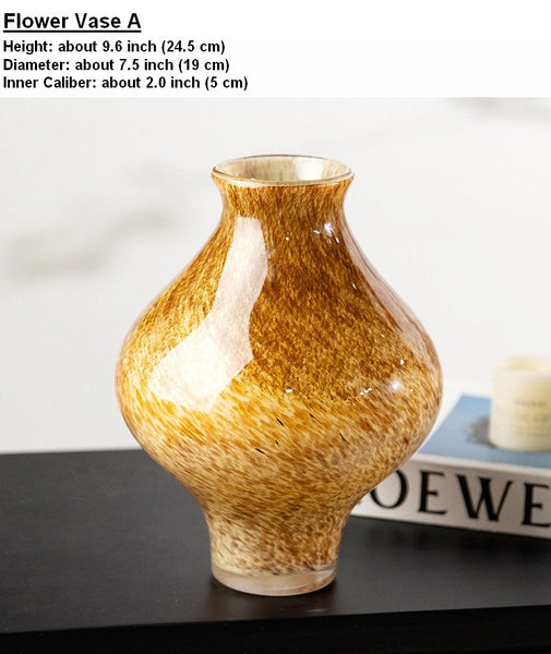 Modern Glass Bud Vases, Centerpiece Vases on Table, Handmade Liuli Vases, Color Glaze Vase, Contemporary Vases for Modern Home Decor-Grace Painting Crafts