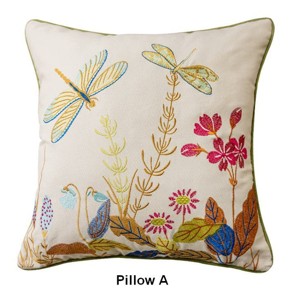 Modern Decorative Pillows for Couch, Butterfly Dragonfly Cotton and linen Pillow Cover, Decorative Throw Pillows for Living Room, Decorative Sofa Pillows-Grace Painting Crafts