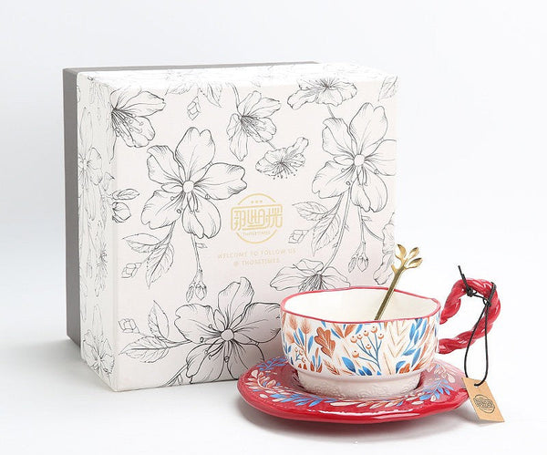 Porcelain Tea Cup Set, Ceramic Coffee Cup Set, Tea Cup With Saucer, Coffee Cup With Saucer, British Afternoon Tea Set, Gift Box Tea Set-Grace Painting Crafts