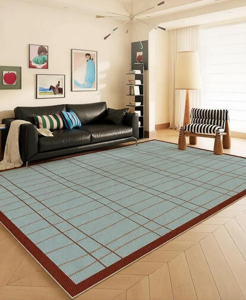 Modern Living Room Rug Ideas, Mid Century Contemporary Rugs, Geometric Modern Area Rugs, Blue Modern Rugs for Dining Room-Grace Painting Crafts