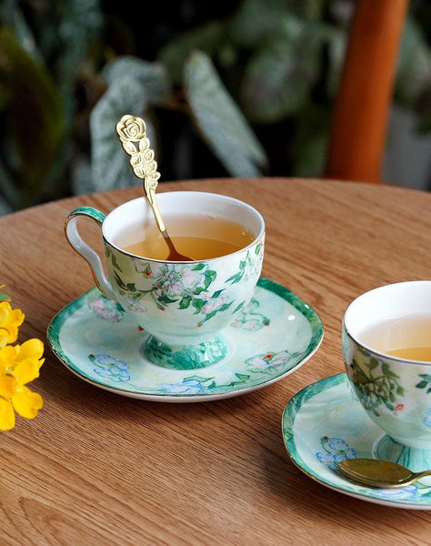 Luxury Tea Cup Set, Elegant Coffee Cup, Porcelain Tea Saucer, Ceramic Tea Cup Set, British Tea Cup Set-Grace Painting Crafts