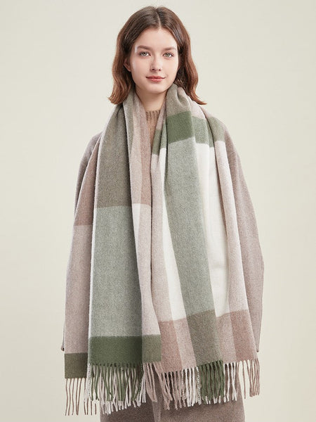 Wool Scarf for Women, Plaid Winter Shawl, Soft Wool Scarf for women, Christmas Holiday Gift, Evening Wrap, Large Winter Shawl, Elegant Shawl, Warm Cape, Winter Scarves-Grace Painting Crafts