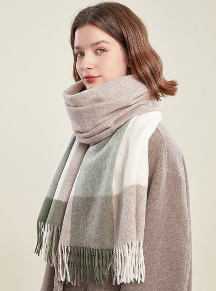 Wool Scarf for Women, Plaid Winter Shawl, Soft Wool Scarf for women, Christmas Holiday Gift, Evening Wrap, Large Winter Shawl, Elegant Shawl, Warm Cape, Winter Scarves-Grace Painting Crafts