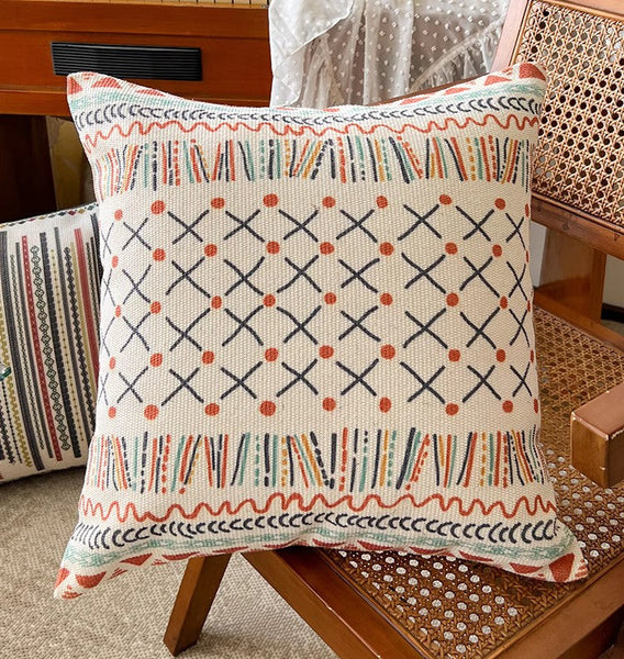 Geometric Modern Pillow Covers, Oriental Square Pillows for Couch, Decorative Throw Pillows for Dining Room, Bohemian Decorative Sofa Pillows-Grace Painting Crafts