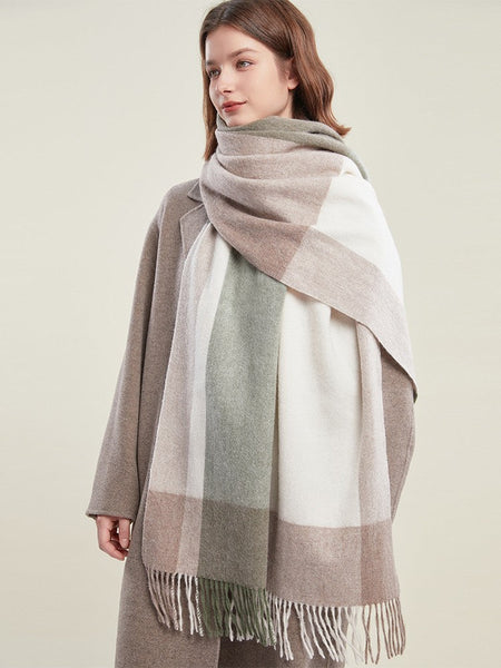 Wool Scarf for Women, Plaid Winter Shawl, Soft Wool Scarf for women, Christmas Holiday Gift, Evening Wrap, Large Winter Shawl, Elegant Shawl, Warm Cape, Winter Scarves-Grace Painting Crafts