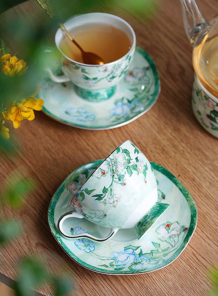 Luxury Tea Cup Set, Elegant Coffee Cup, Porcelain Tea Saucer, Ceramic Tea Cup Set, British Tea Cup Set-Grace Painting Crafts