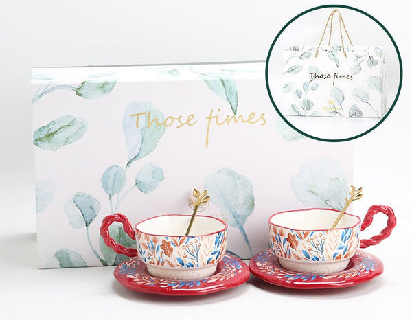 Ceramic Coffee Cup Set, Tea Cup With Saucer, Coffee Cup With Saucer, Porcelain Tea Cup Set, British Afternoon Tea Set, Gift Box Tea Set-Grace Painting Crafts