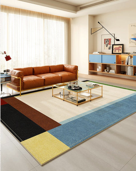 Modern Living Room Rug Ideas, Geometric Contemporary Area Rugs, Mid Century Modern Rugs, Colorful Modern Rugs for Bedroom-Grace Painting Crafts