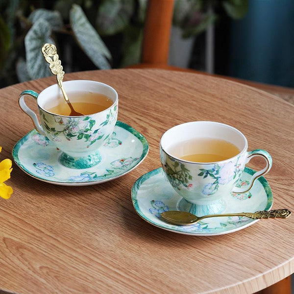 Elegant Coffee Cup, Porcelain Tea Saucer, Ceramic Tea Cup Set, Luxury Tea Cup Set, British Tea Cup Set-Grace Painting Crafts