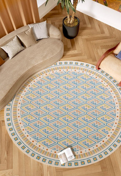 Abstract Contemporary Round Rugs for Dining Room, Circular Modern Rugs for Bathroom, Geometric Modern Rug Ideas for Living Room, Modern Rugs for Children's Room-Grace Painting Crafts