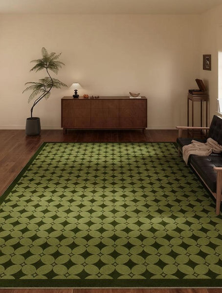 Mid Century Modern Rugs, Green Absract Rugs for Bedroom, Contemporary Modern Rugs for Living Room, Minimalist Geometric Rugs for Living Room-Grace Painting Crafts