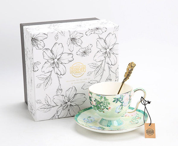 Luxury Tea Cup Set, Elegant Coffee Cup, Porcelain Tea Saucer, Ceramic Tea Cup Set, British Tea Cup Set-Grace Painting Crafts