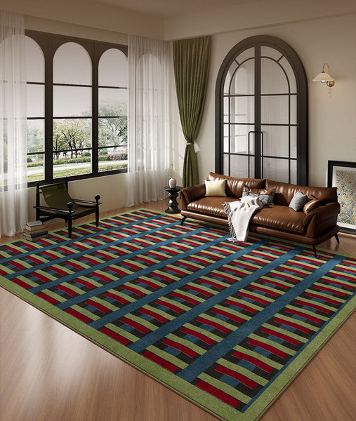 Colorful Absract Rugs for Bedroom, Minimalist Geometric Rugs for Living Room, Mid Century Modern Rugs, Contemporary Modern Rugs for Living Room-Grace Painting Crafts