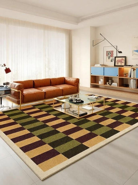 Mid Century Modern Rugs, Colorful Modern Rugs for Bedroom, Modern Living Room Rug Ideas, Geometric Contemporary Area Rugs-Grace Painting Crafts