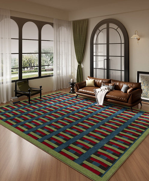 Colorful Absract Rugs for Bedroom, Minimalist Geometric Rugs for Living Room, Mid Century Modern Rugs, Contemporary Modern Rugs for Living Room-Grace Painting Crafts