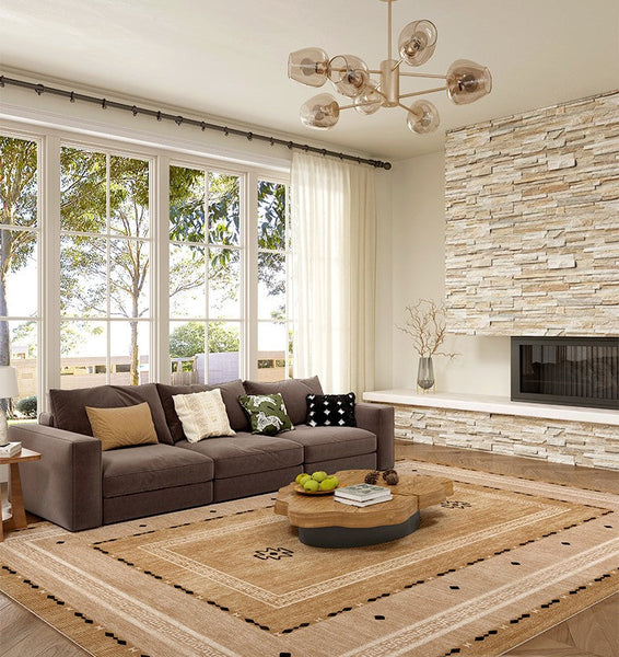 Contemporary Rugs for Bedroom, Mid Century Modern Rugs Next to Bed, Abstract Modern Carpets for Living Room, Modern Rugs for Dining Room-Grace Painting Crafts