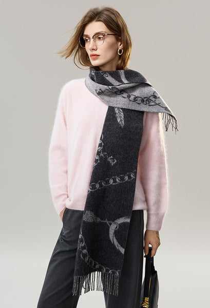 Holiday Women Scarf, Christmas Gifts for Her, Modern Wool Scarf, Warm Winter Scarf, Cold Weather Scarf, Fashion Scarf, Soft Cashmere Scarf for Girls, Elegant Designer Scarf-Grace Painting Crafts