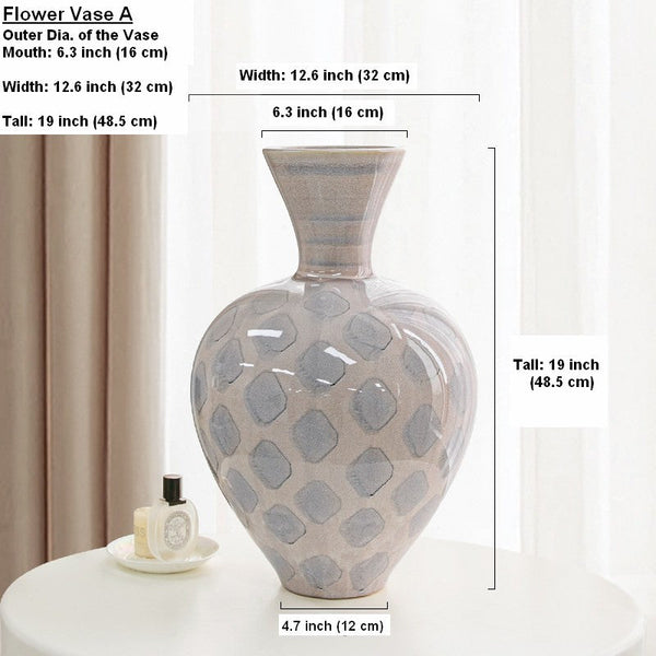 Porcelain Flower Vases, Flower Vases on Table, Contemporary Vases for Modern Home Decor, Ceramic Bouquet Vases, Dining Table Centerpiece-Grace Painting Crafts