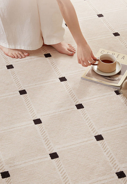 Bedroom Circular Modern Rugs, Mid Century Modern Rugs under Chairs, Geometric Round Rugs for Dining Room, Contemporary Modern Rugs-Grace Painting Crafts