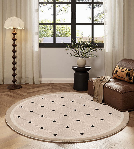 Bedroom Circular Modern Rugs, Mid Century Modern Rugs under Chairs, Geometric Round Rugs for Dining Room, Contemporary Modern Rugs-Grace Painting Crafts