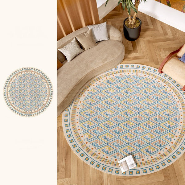 Abstract Contemporary Round Rugs for Dining Room, Circular Modern Rugs for Bathroom, Geometric Modern Rug Ideas for Living Room, Modern Rugs for Children's Room-Grace Painting Crafts