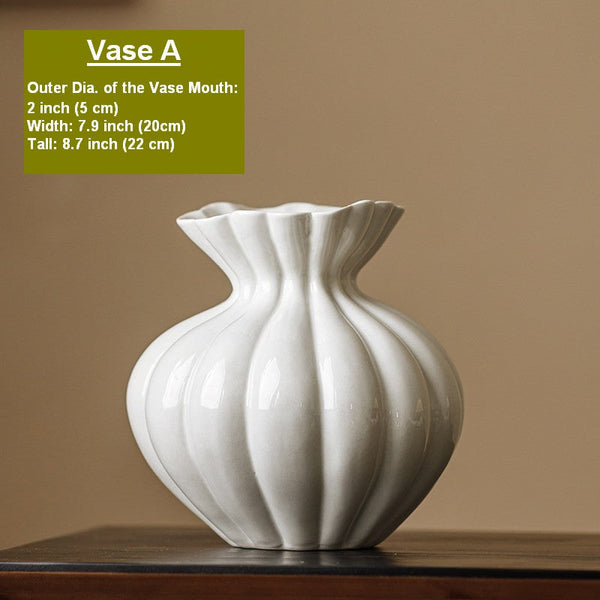 Handmade Water Holding Flower Vases, Porcelain Flower Vases, Modern Flower Vase Centerpiece on Table, Ceramic Bouquet Vases-Grace Painting Crafts