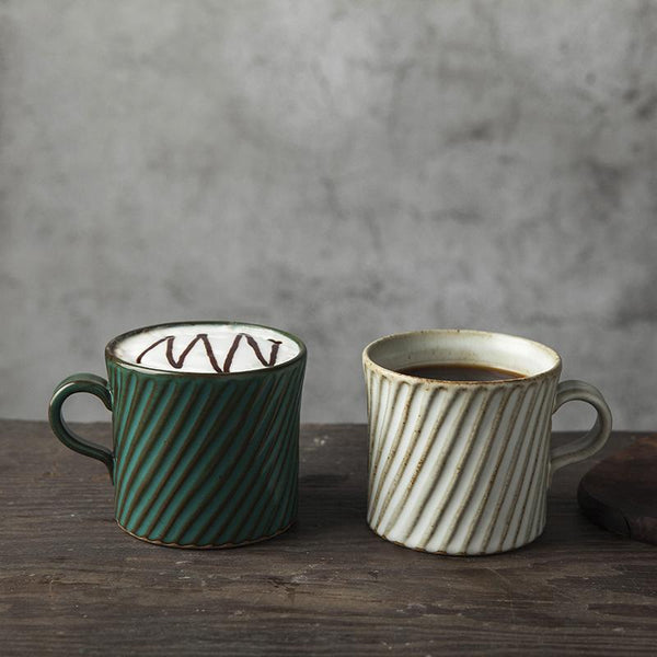 Handmade Pottery Coffee Cup, Cappuccino Coffee Mug, Large Capacity Coffee Cup, Pottery Tea Cup-Grace Painting Crafts