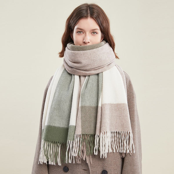 Wool Scarf for Women, Plaid Winter Shawl, Soft Wool Scarf for women, Christmas Holiday Gift, Evening Wrap, Large Winter Shawl, Elegant Shawl, Warm Cape, Winter Scarves-Grace Painting Crafts