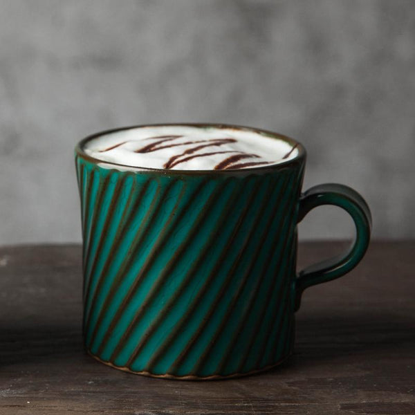 Handmade Pottery Coffee Cup, Cappuccino Coffee Mug, Large Capacity Coffee Cup, Pottery Tea Cup-Grace Painting Crafts