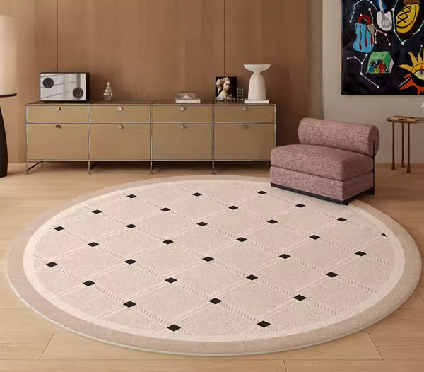 Bedroom Circular Modern Rugs, Mid Century Modern Rugs under Chairs, Geometric Round Rugs for Dining Room, Contemporary Modern Rugs-Grace Painting Crafts